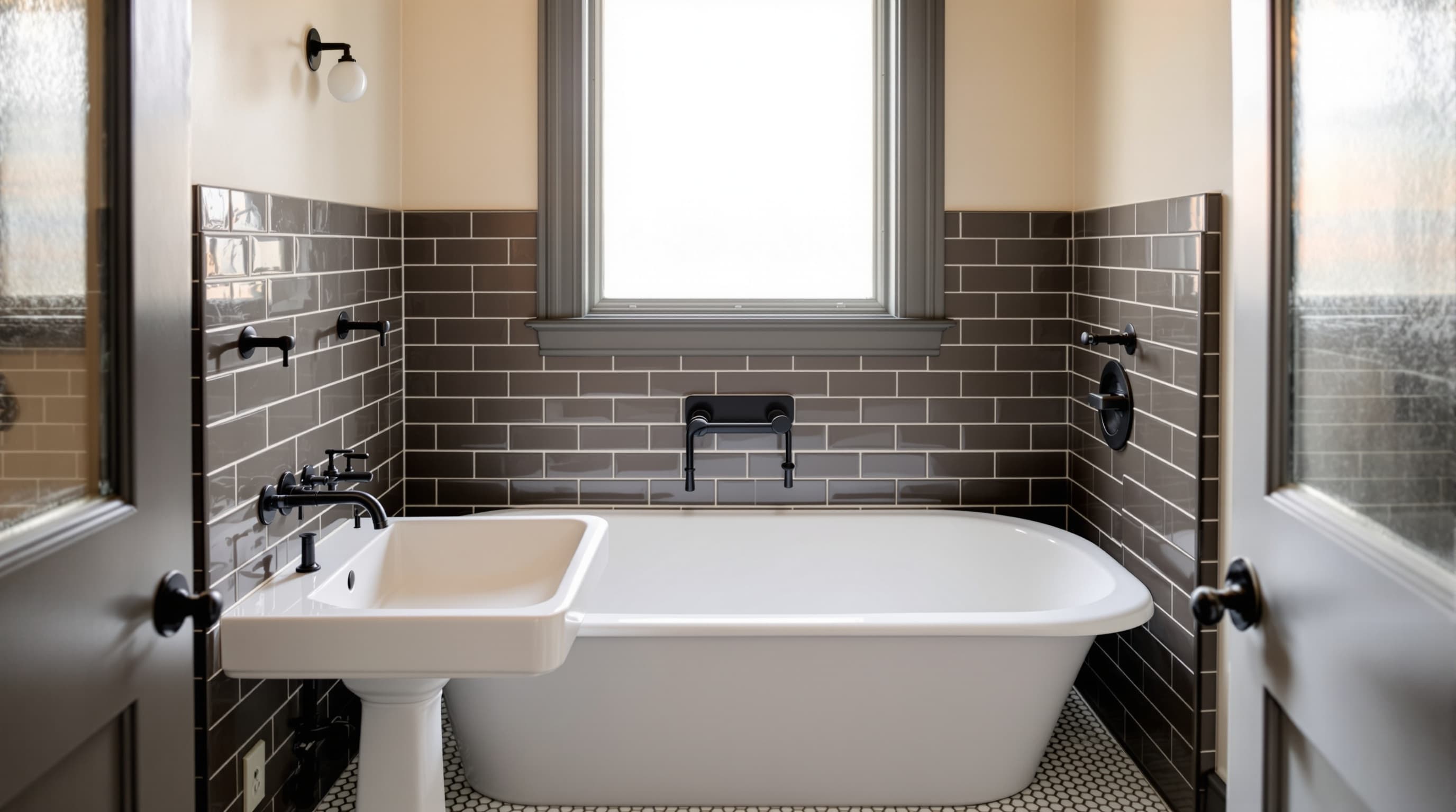 Small bathroom remodel with subway tile