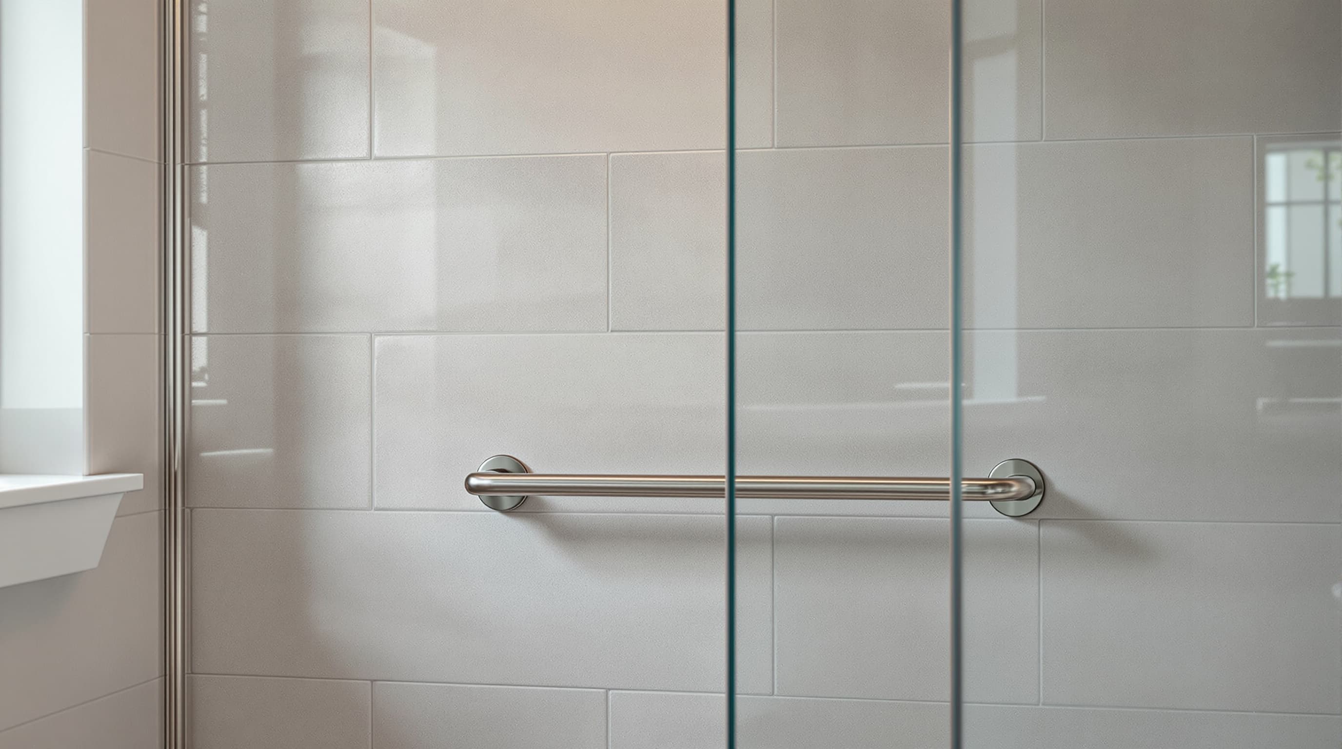 Accessible walk-in shower with ADA grab bars